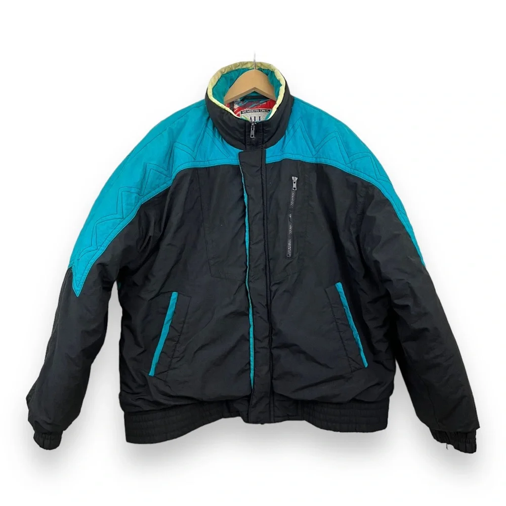 Vintage Members Only All Points Color Bomb Graphic Print Retro Ski Jacket 1980’s - Picture 2 of 16